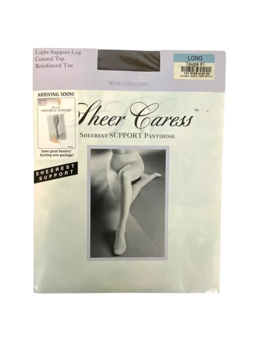 Worthington Sheer Caress Support Pantyhose Long Taupe Control Top Reinforced Toe